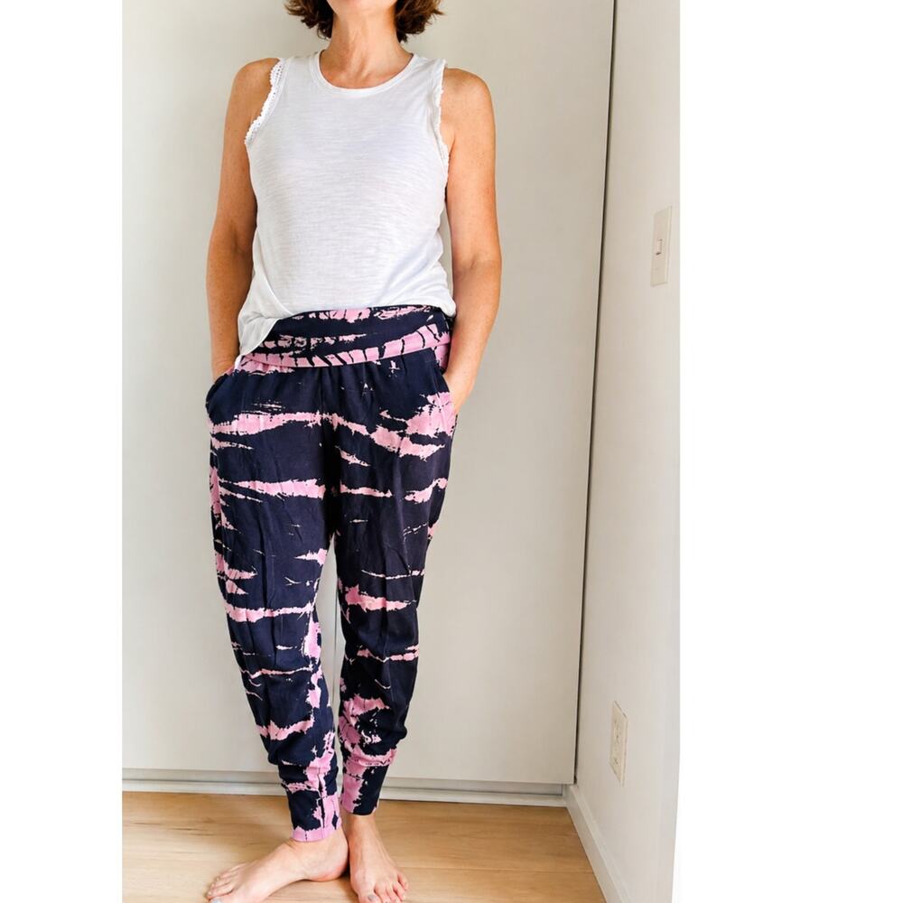Young Fabulous & Broke Tie Dye Joggers Pink Blue Size M Lounge Pants Pockets